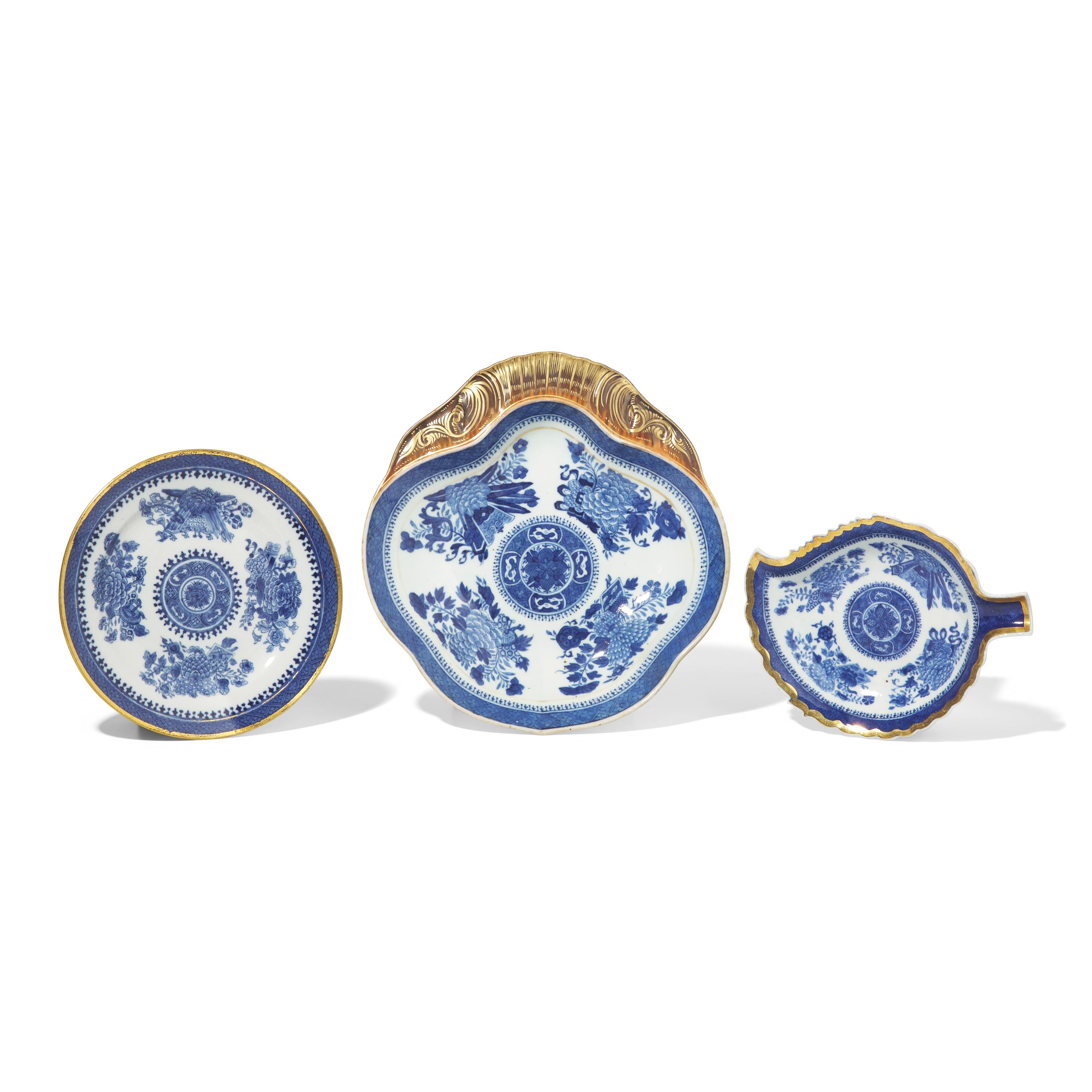 Three Chinese Export Porcelain Imperial Fitzhugh Dishes
