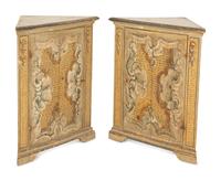 A Pair of Venetian Style Painted Corner Cabinets — 19th Century