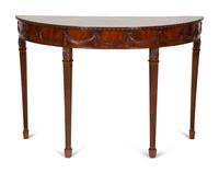 A George III Style Mahogany Demilune Console Table