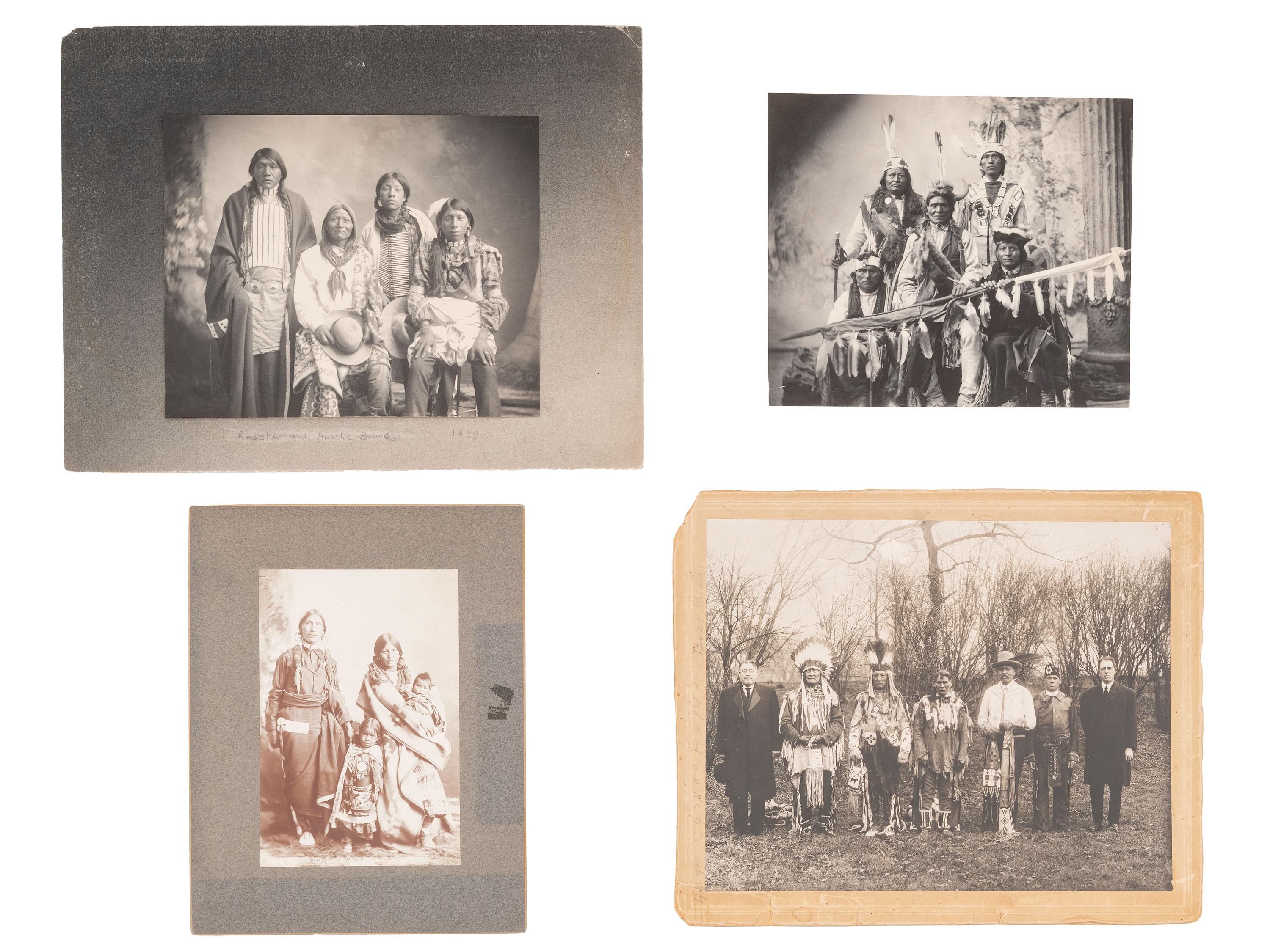 [NATIVE AMERICANS]. Four photographs of Native Americans from the Southwest, incl. identified Apache subjects.