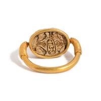 An Egyptian Gold and Steatite Scarab Swivel Ring