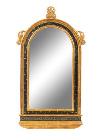 An Italian Gilt and Ebonized Wood Mirror — 20TH CENTURY
