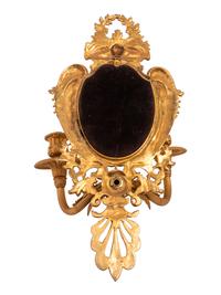 A Pair of French Neoclassical Style Gilt Metal Girandole Mirrors