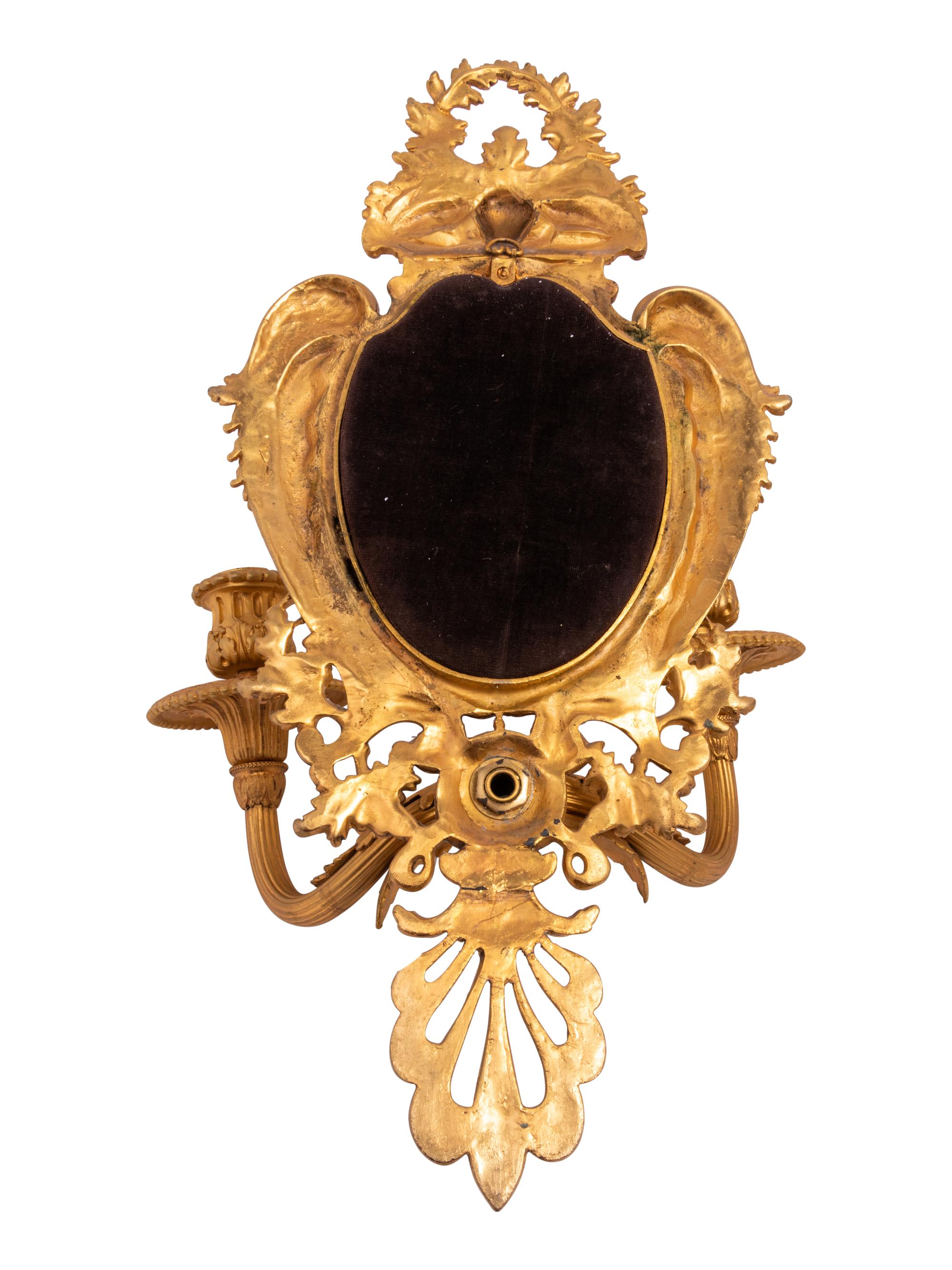 A Pair of French Neoclassical Style Gilt Metal Girandole Mirrors