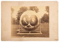 [HARRISON, Benjamin]. Two large format albumen photographs showing Benjamin Harrison campaign lanterns.