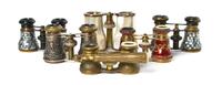 Six Pairs of Primarily French Opera Glass Frames, Width of widest 4 1/2 inches.