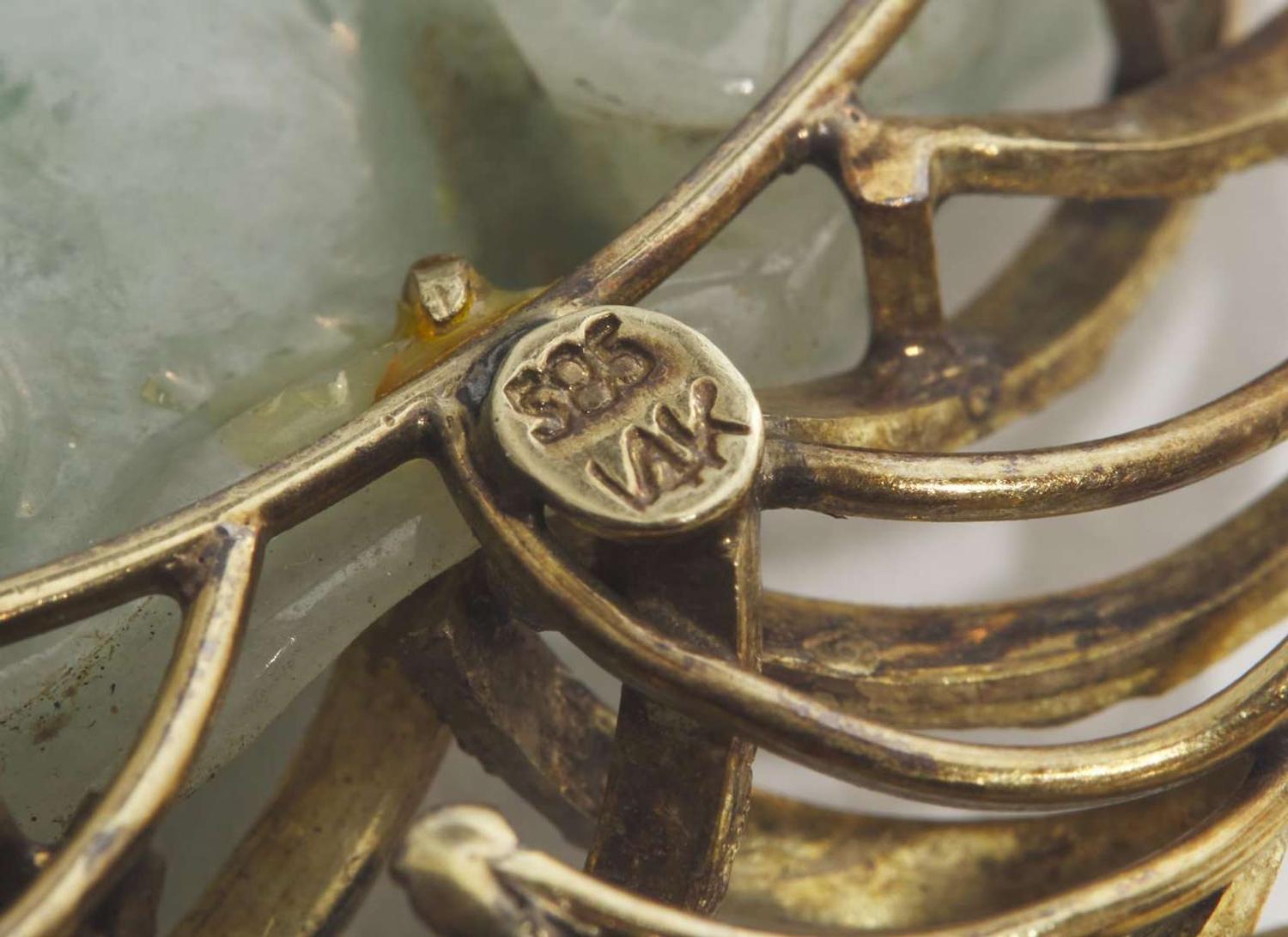 A 14K Yellow Gold and Carved Jade Pendant