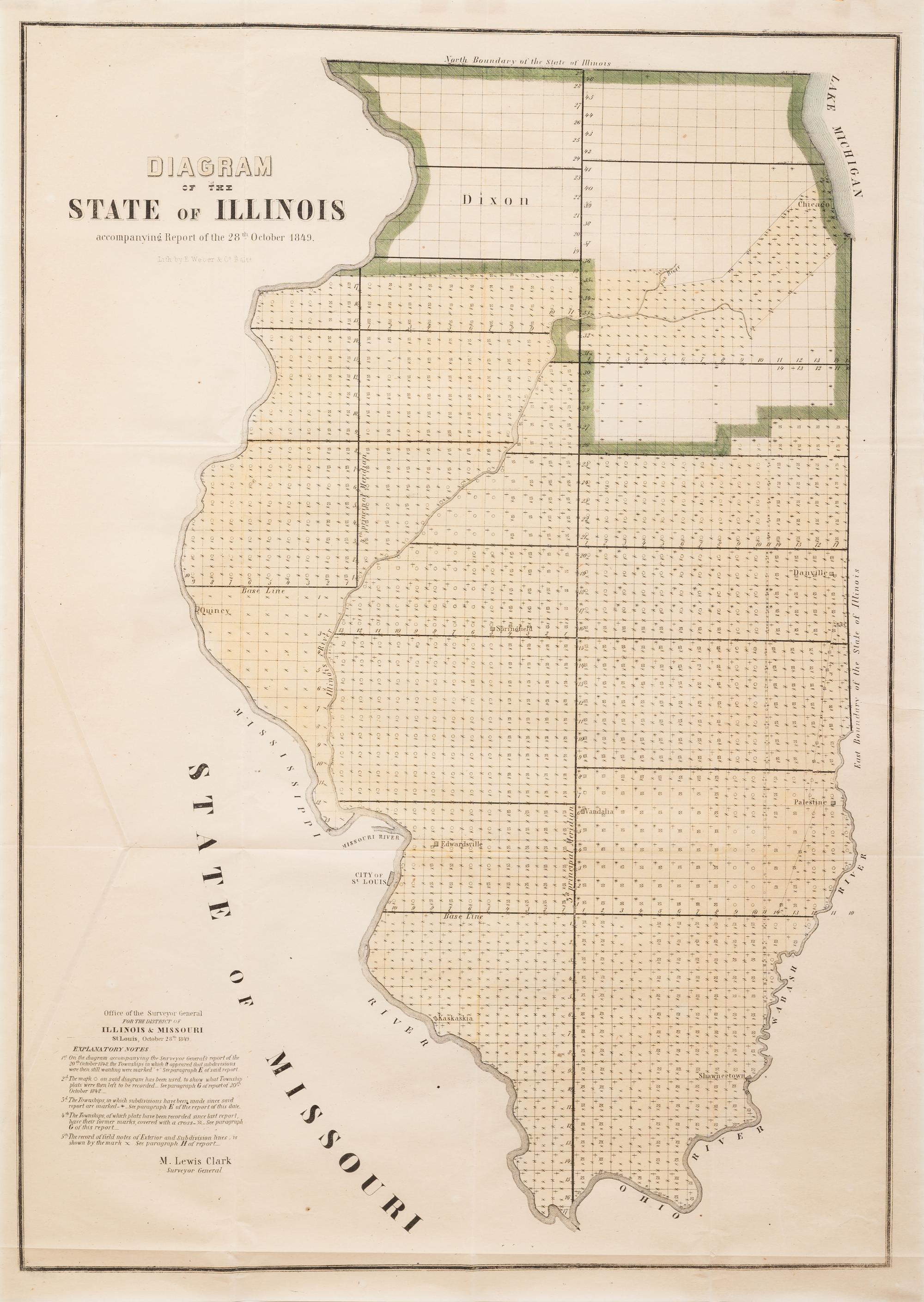 Five Framed Maps Pertaining to Illinois and the Surrounding States