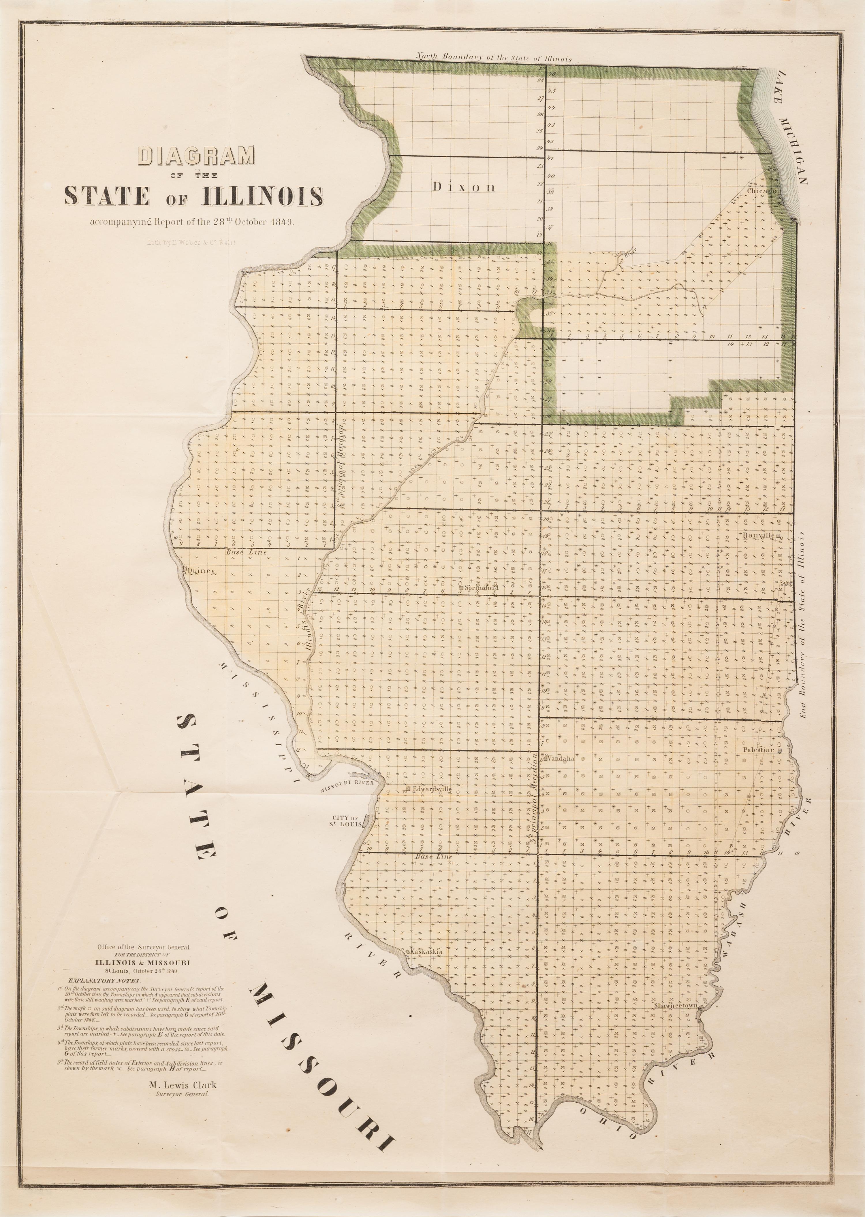 Five Framed Maps Pertaining to Illinois and the Surrounding States