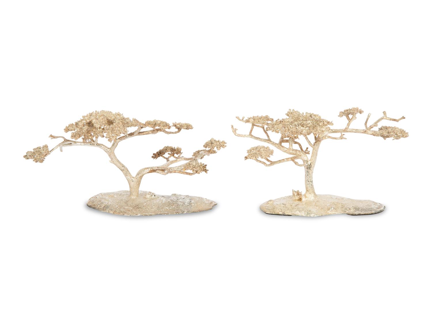 Two Patrick Mavros Silver Acacia Candelabra