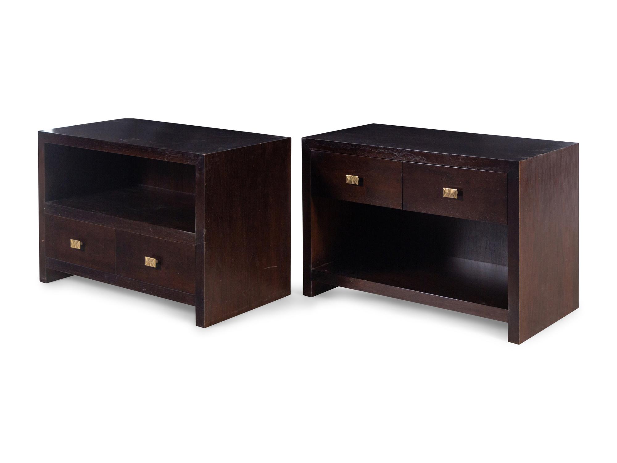 A Pair of Custom Bedside Tables Manufactured by Eurocraft, Inc.