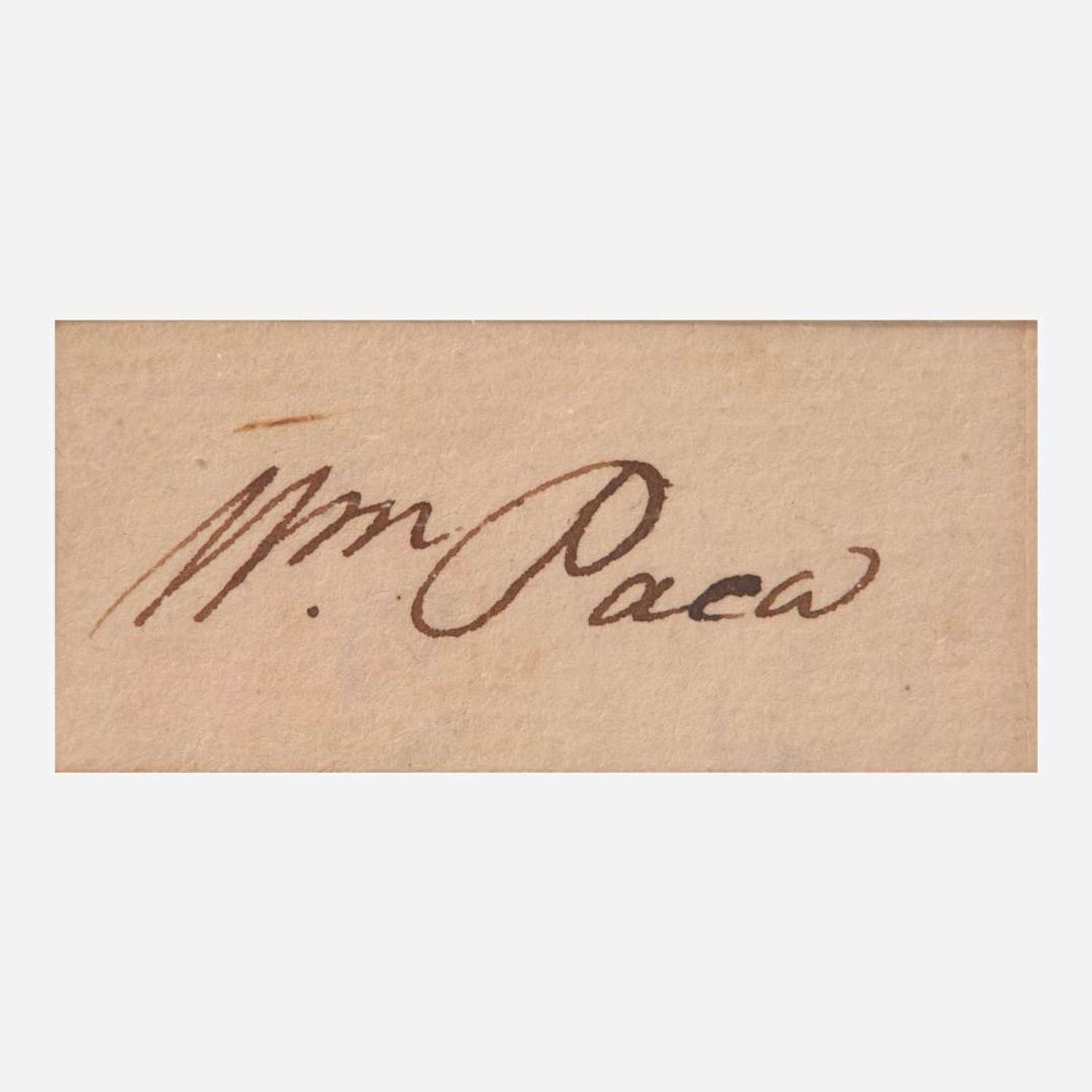 [Declaration of Independence] [Maryland] Paca, William Cut Signature
