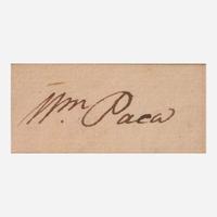 [Declaration of Independence] [Maryland] Paca, William Cut Signature