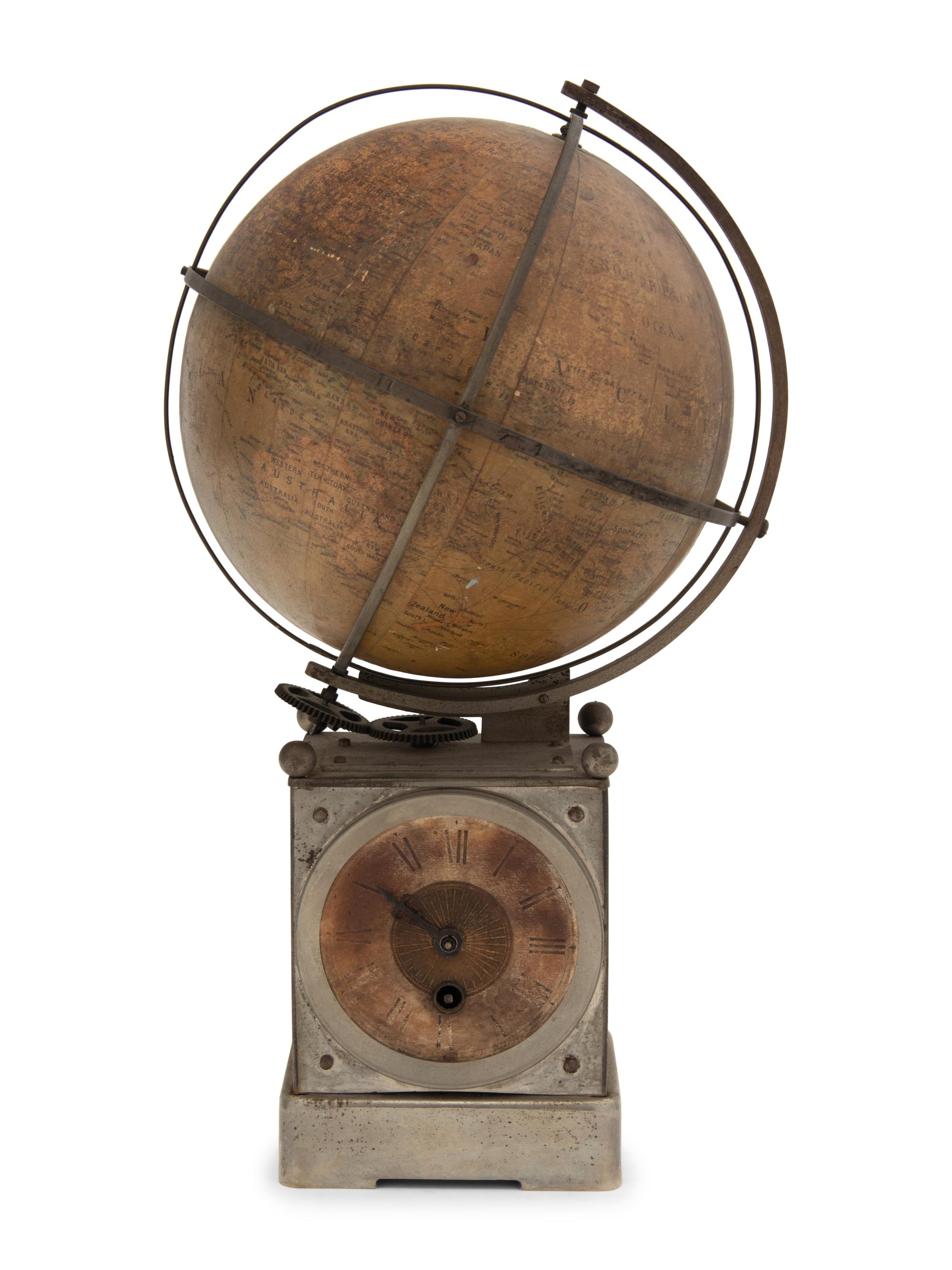 An American Globe Mounted Mantel Clock