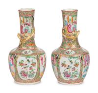 A Pair of Chinese Export Rose Medallion Vases