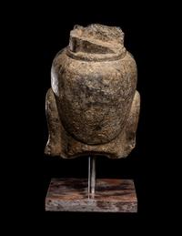 A Chinese Carved Stone Head of Buddha