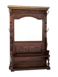A Victorian Architectural Carved Walnut Hall Bench