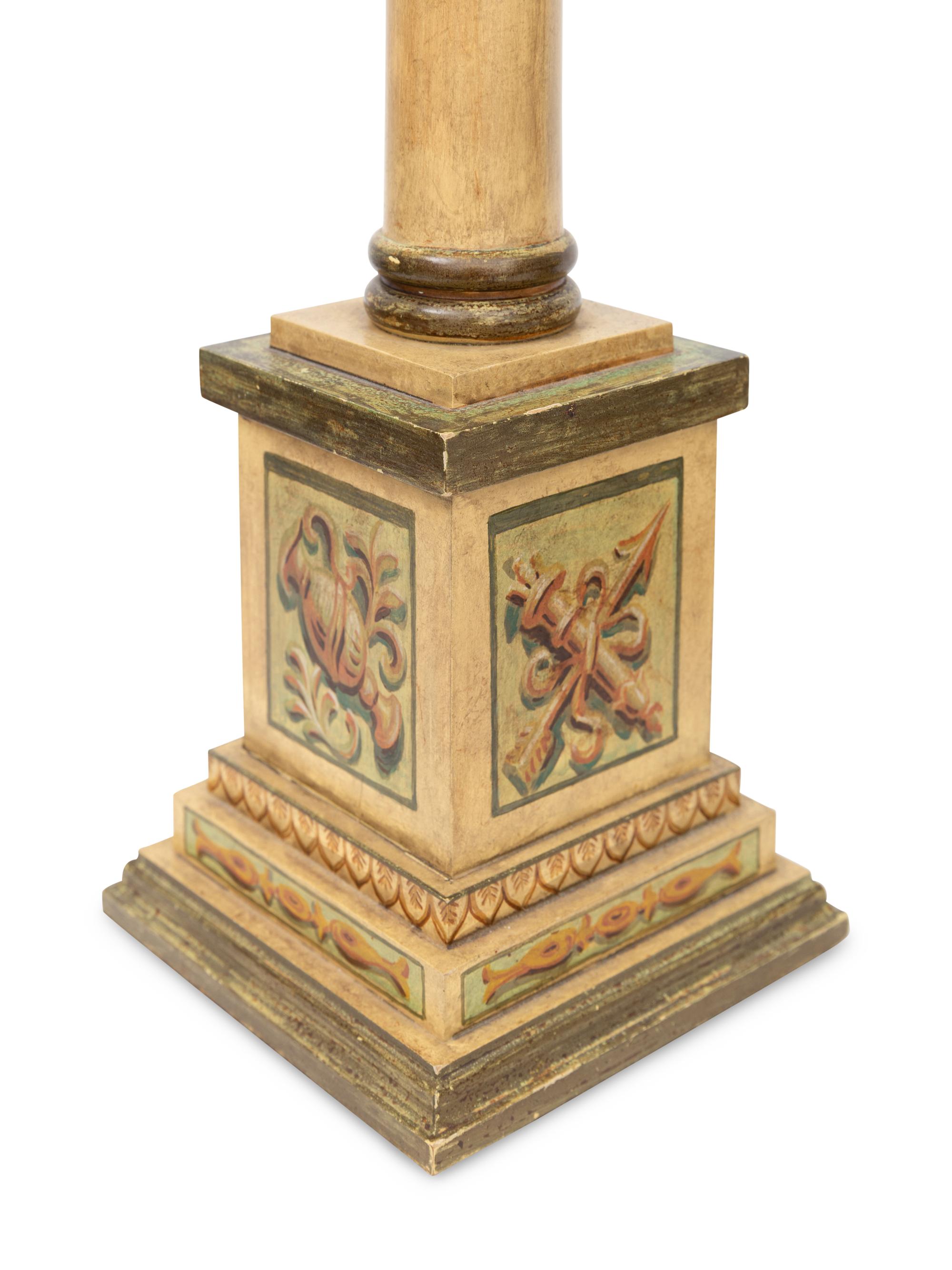 A Pair of Italian Neoclassical Style Painted Table Lamps