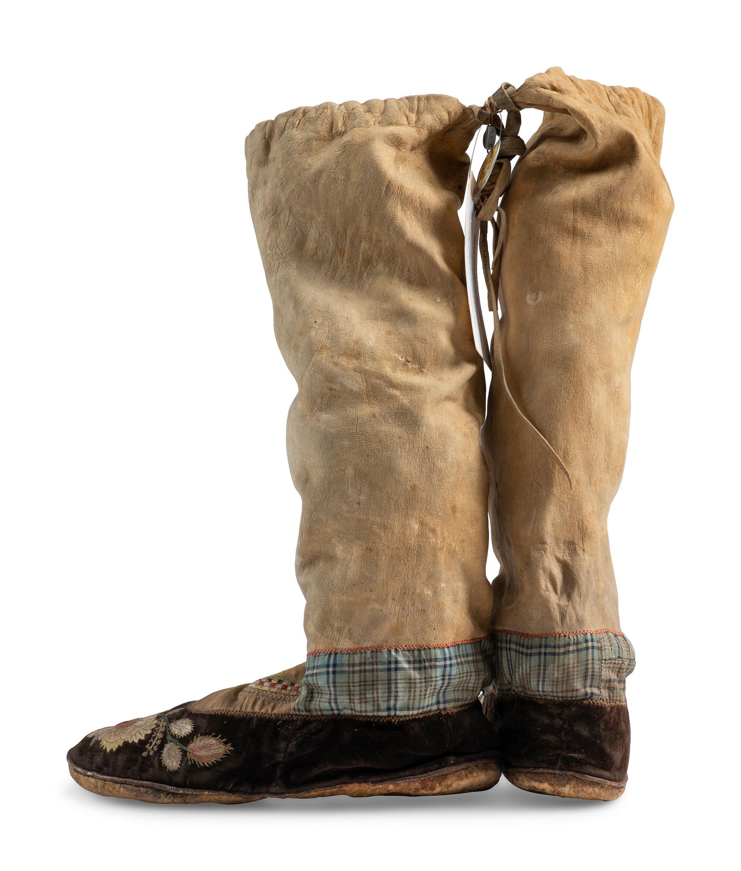 Cree Moosehair Embroidered Boot Moccasins and Vest