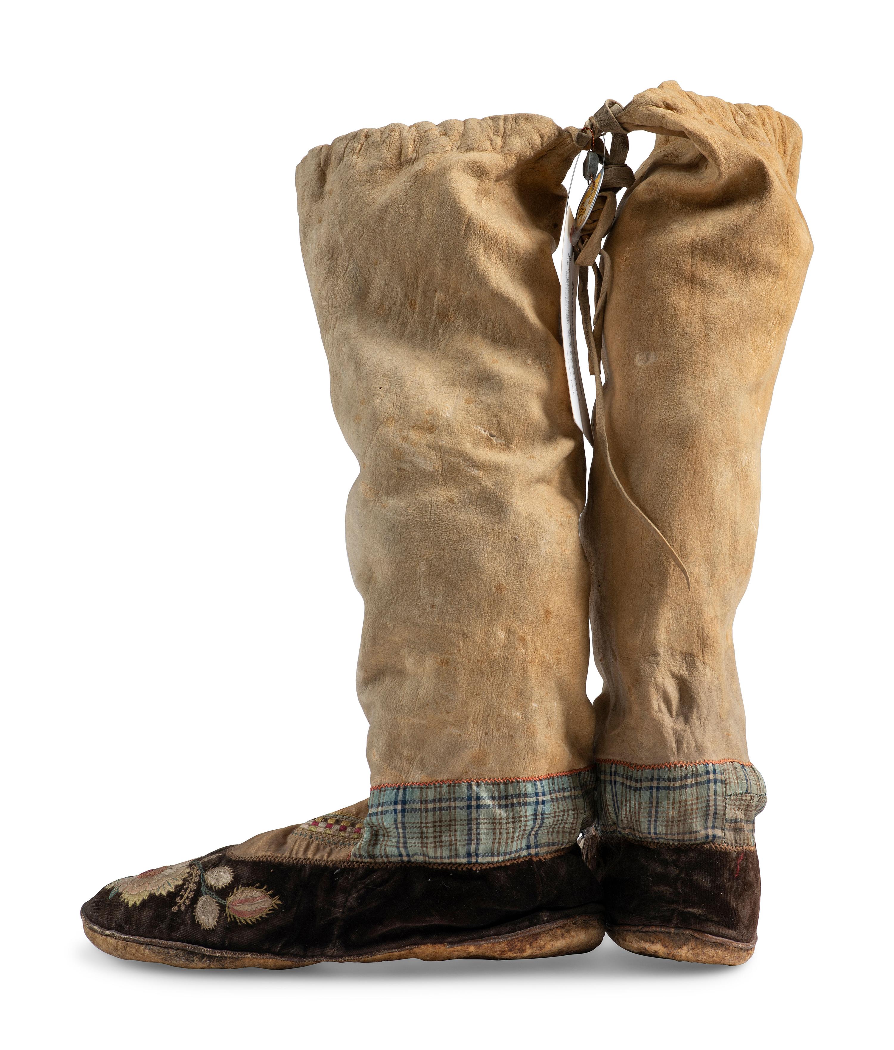 Cree Moosehair Embroidered Boot Moccasins and Vest