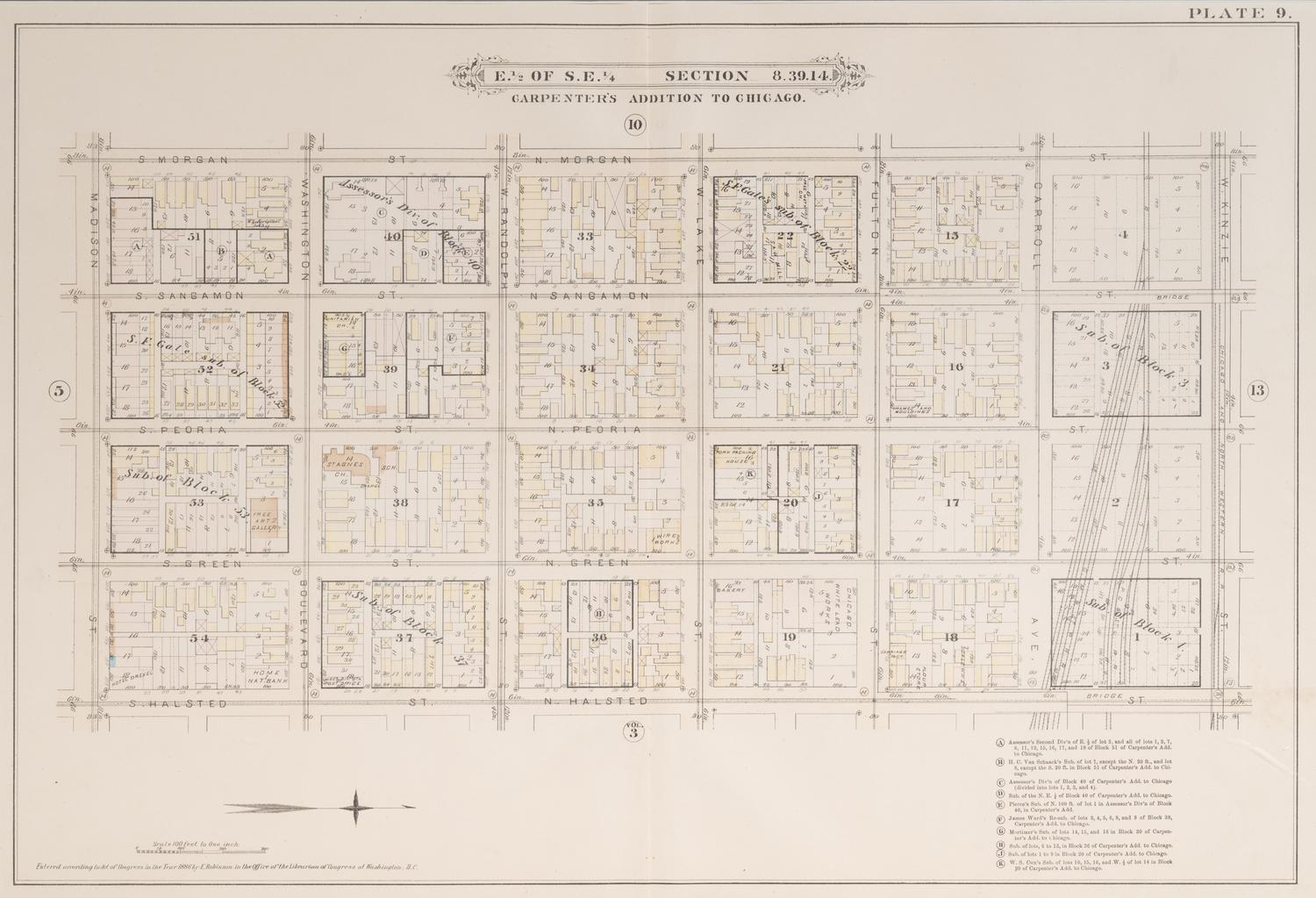 A group of 5 maps of Chicago streets, comprising: