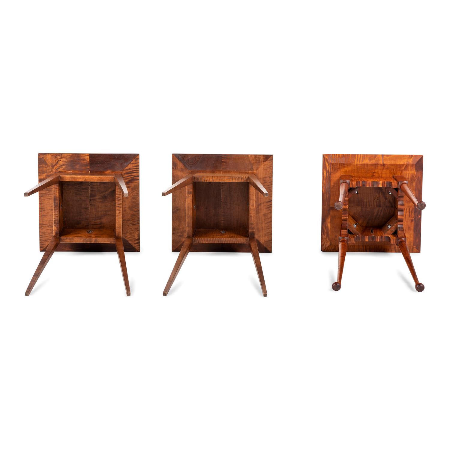 Three Federal Style Figured Maple and Cherrywood Plant Stands