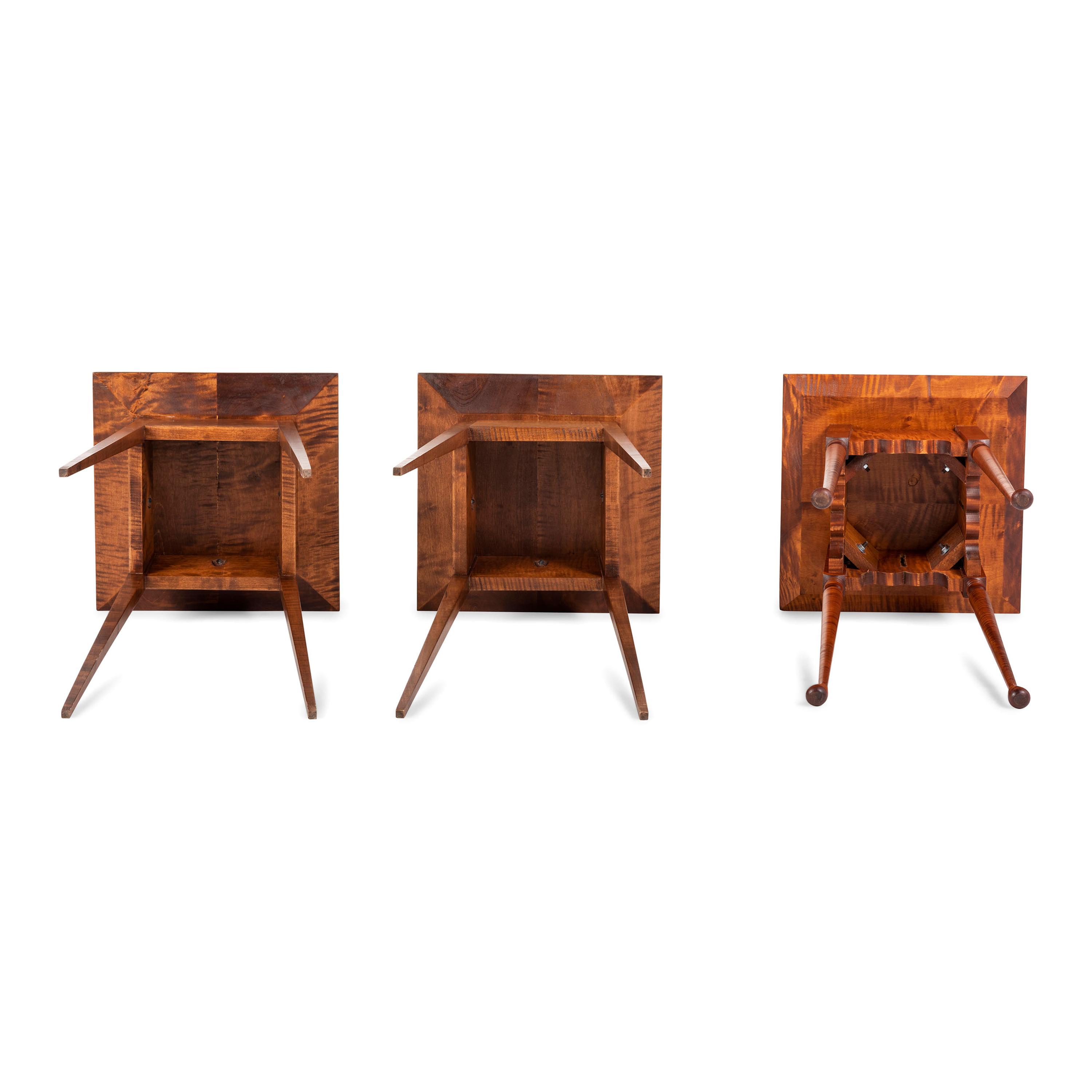 Three Federal Style Figured Maple and Cherrywood Plant Stands