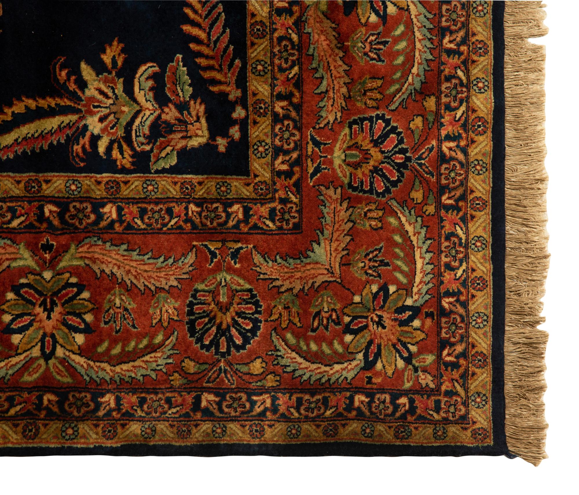 An Indian Persian Design Wool Rug — 20th Century