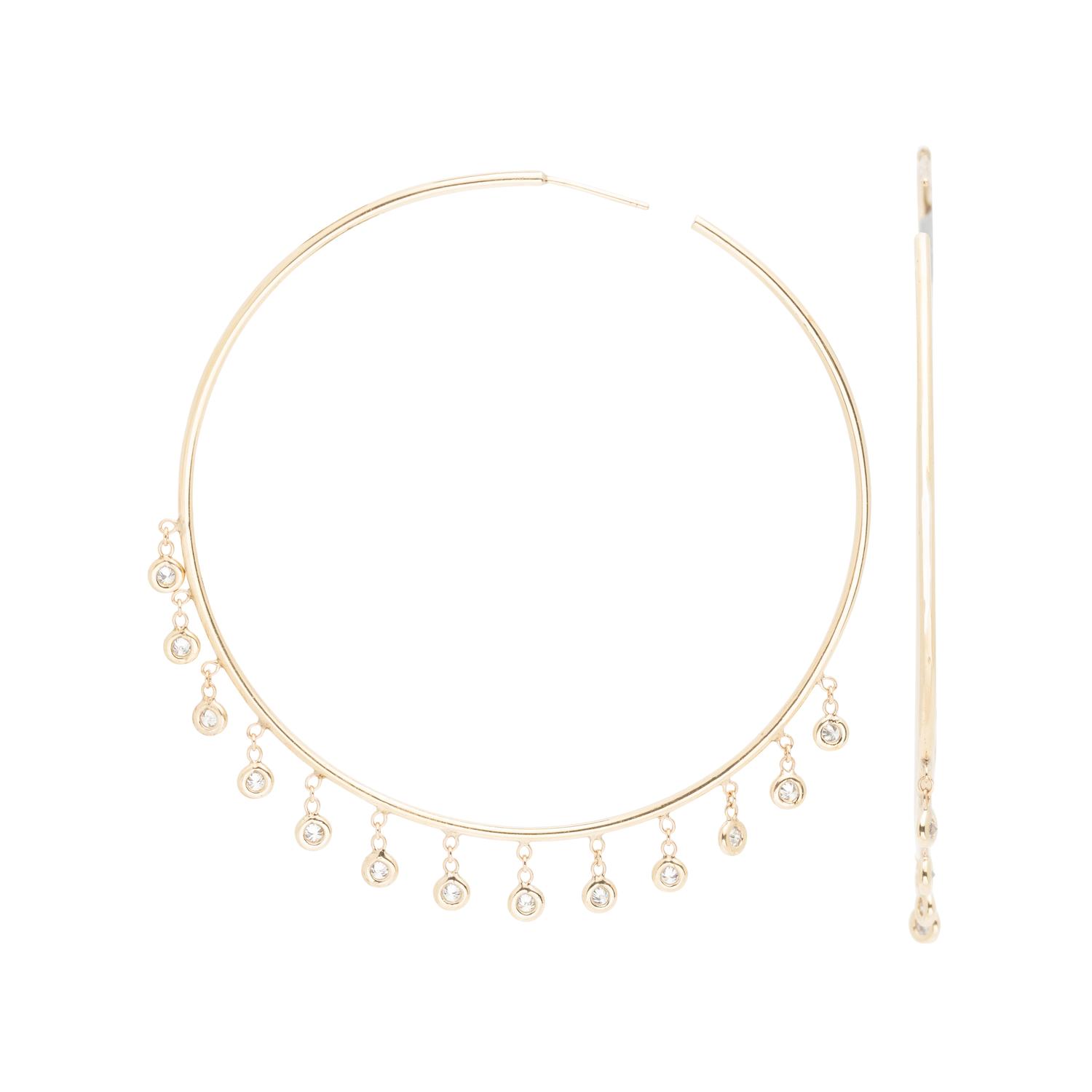 JACQUIE AICHE, YELLOW GOLD AND DIAMOND NECKLACE AND SHAKER HOOP EARRINGS