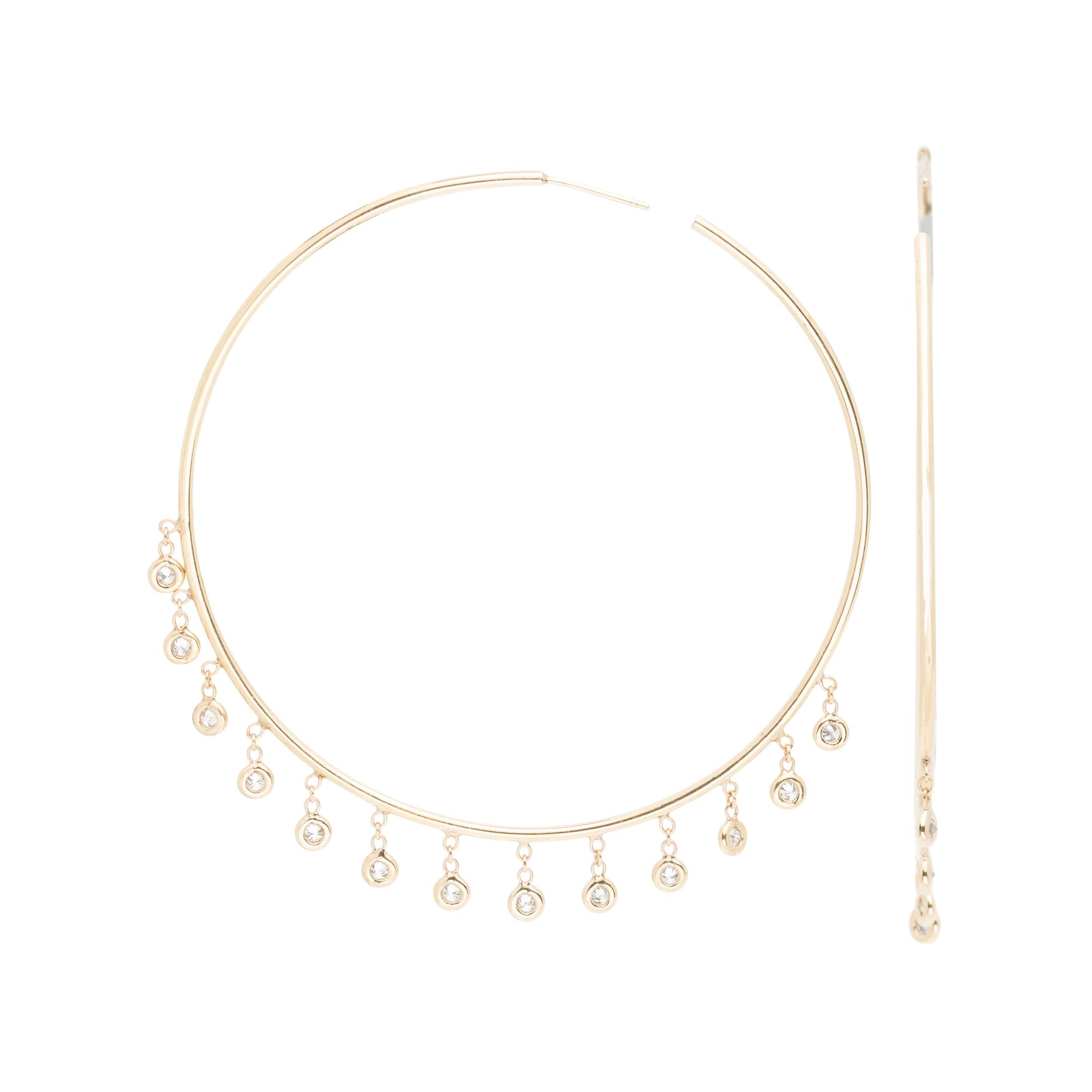 JACQUIE AICHE, YELLOW GOLD AND DIAMOND NECKLACE AND SHAKER HOOP EARRINGS