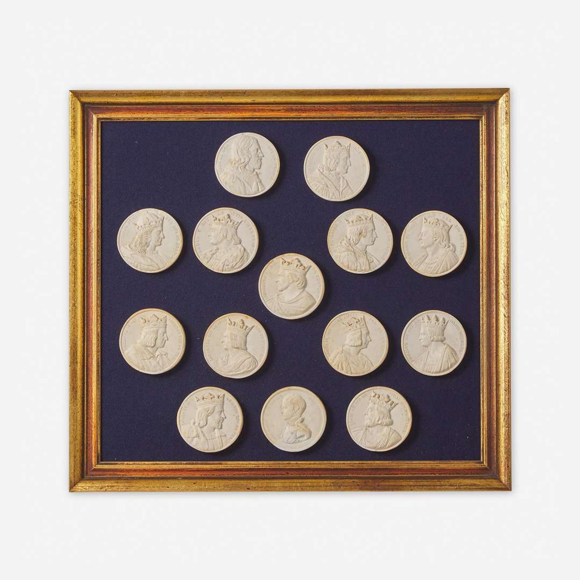 A Group of Six Framed Sets of Italian Plaster Intaglio Impressions 19th century