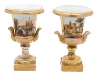 A Pair of Old Paris Porcelain Urns — 19TH CENTURY