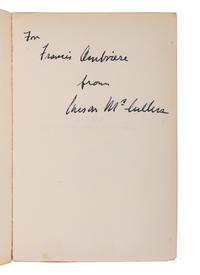McCULLERS, Carson (1917-1967). Le coeur est un chasseur solitaire . [The Heart is a Lonely Hunter]. Paris: Editions Stock, 1947.