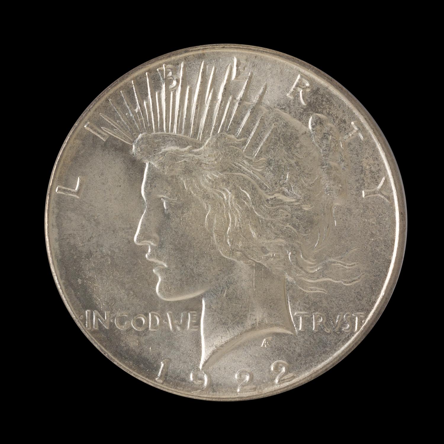 A United States 1922-S Peace Silver Dollar Coin