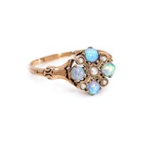 ANTIQUE, OPAL AND SEED PEARL RING