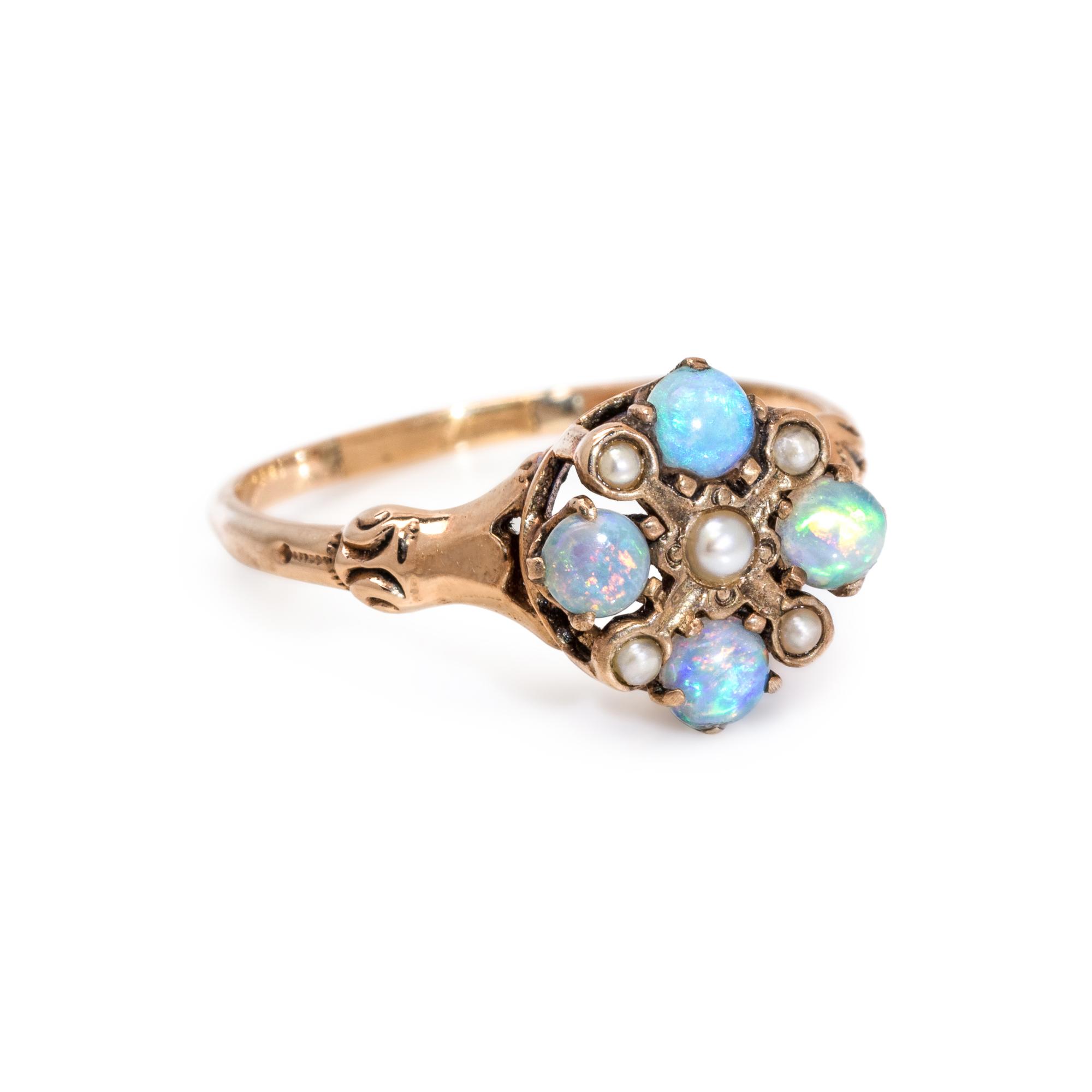 ANTIQUE, OPAL AND SEED PEARL RING