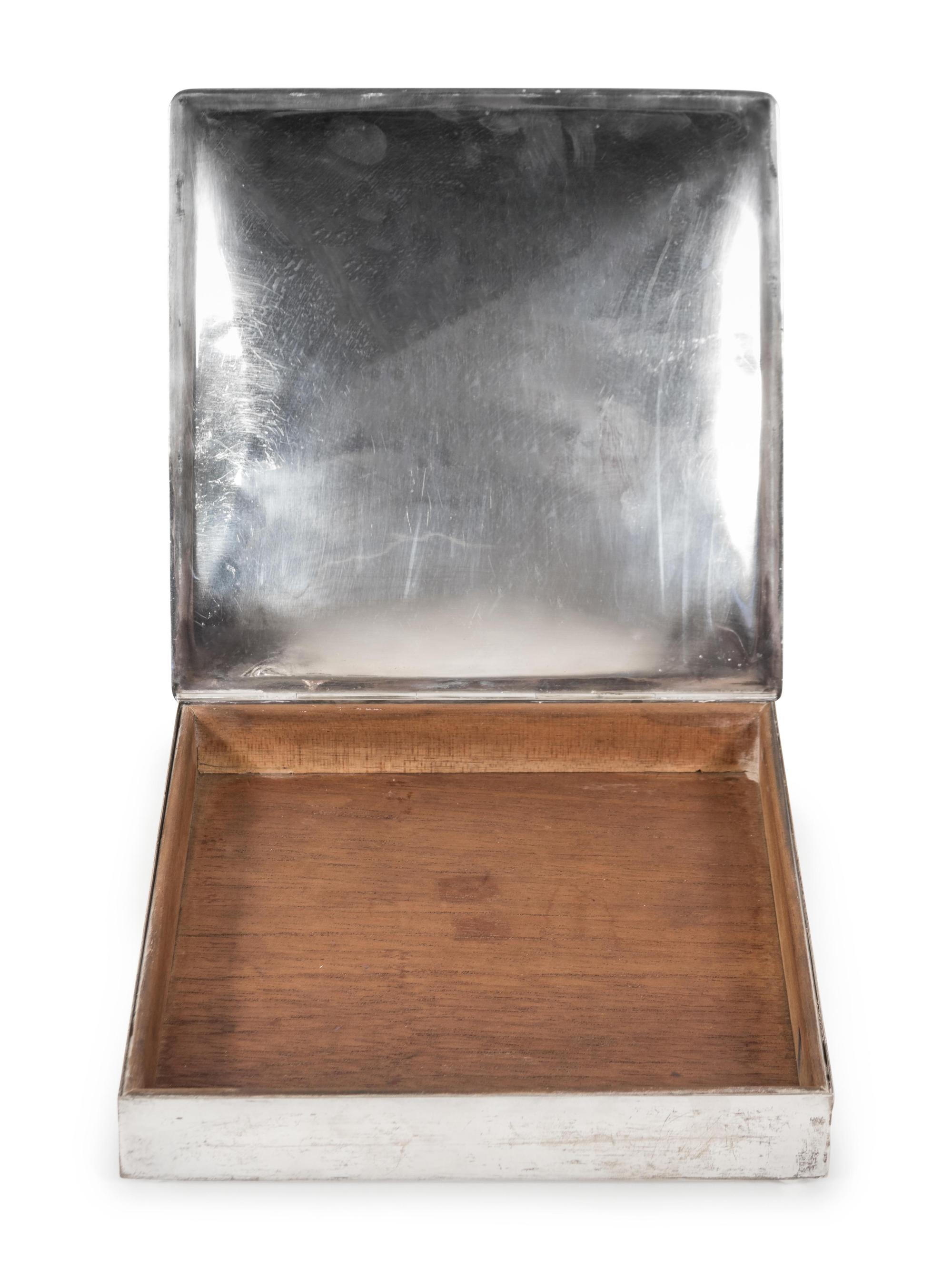 A Modern Silver, Shagreen and Crocodile Covered Box — 20TH CENTURY