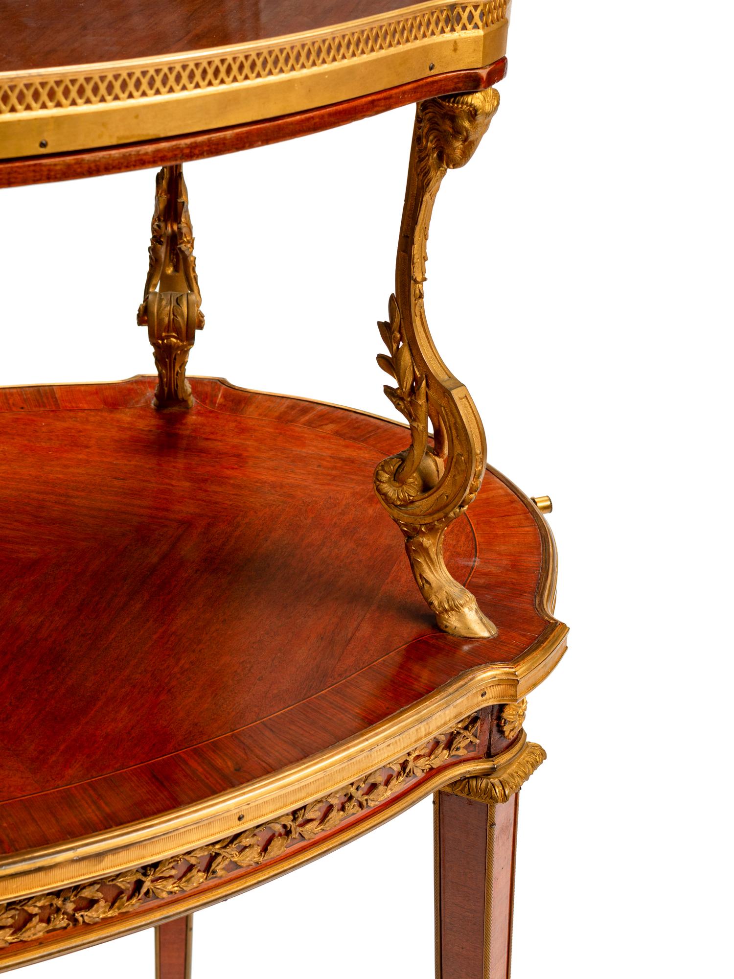 A Louis XVI Style Gilt Bronze Mounted Two-Tier Serving Table