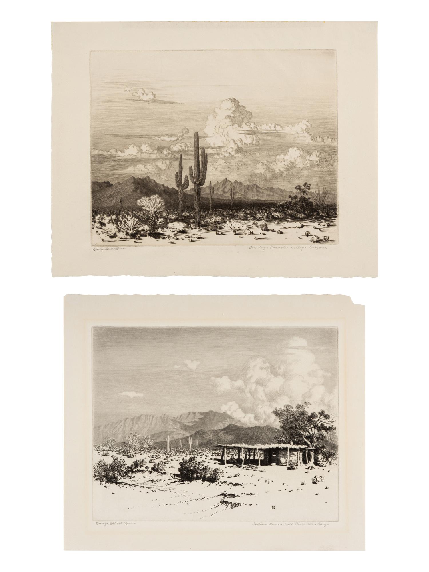 Two Works: Evening, Paradise Valley, Arizona and Indian Home - Salt River Mis, Arizona