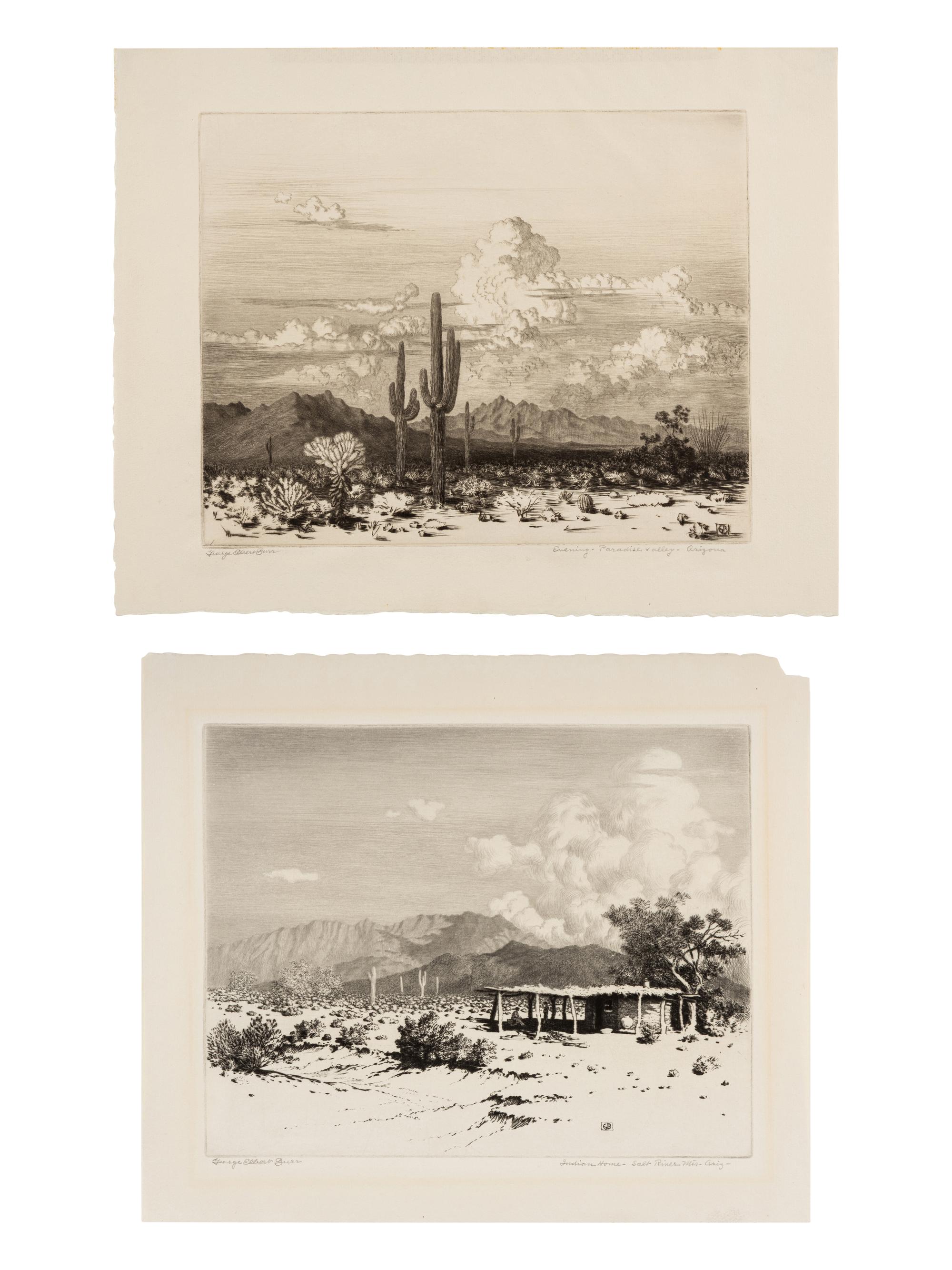 Two Works: Evening, Paradise Valley, Arizona and Indian Home - Salt River Mis, Arizona