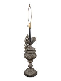 A Continental Cast Metal Ewer Mounted as a Lamp