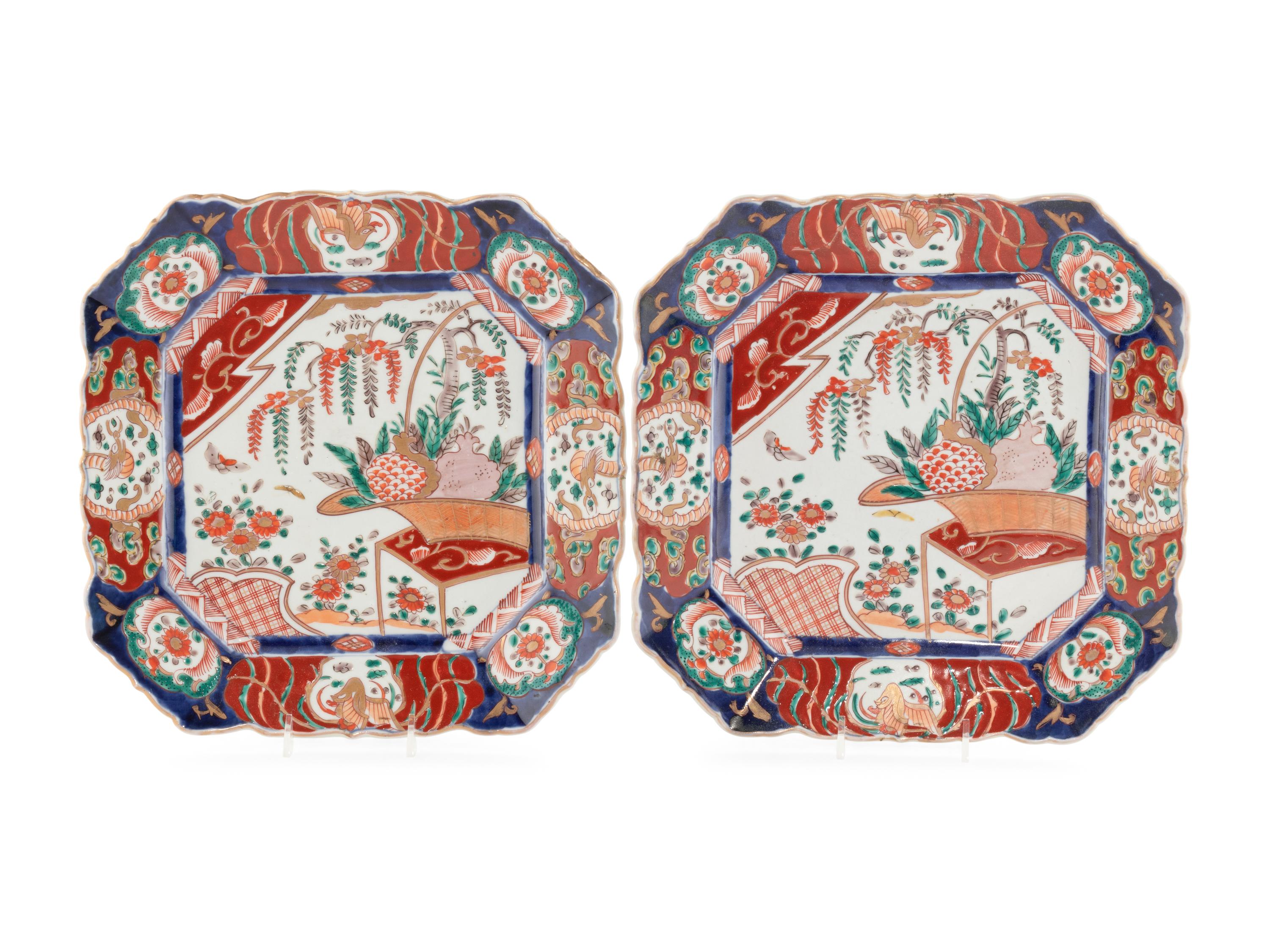 A Pair of Japanese Imari Porcelain Plates
