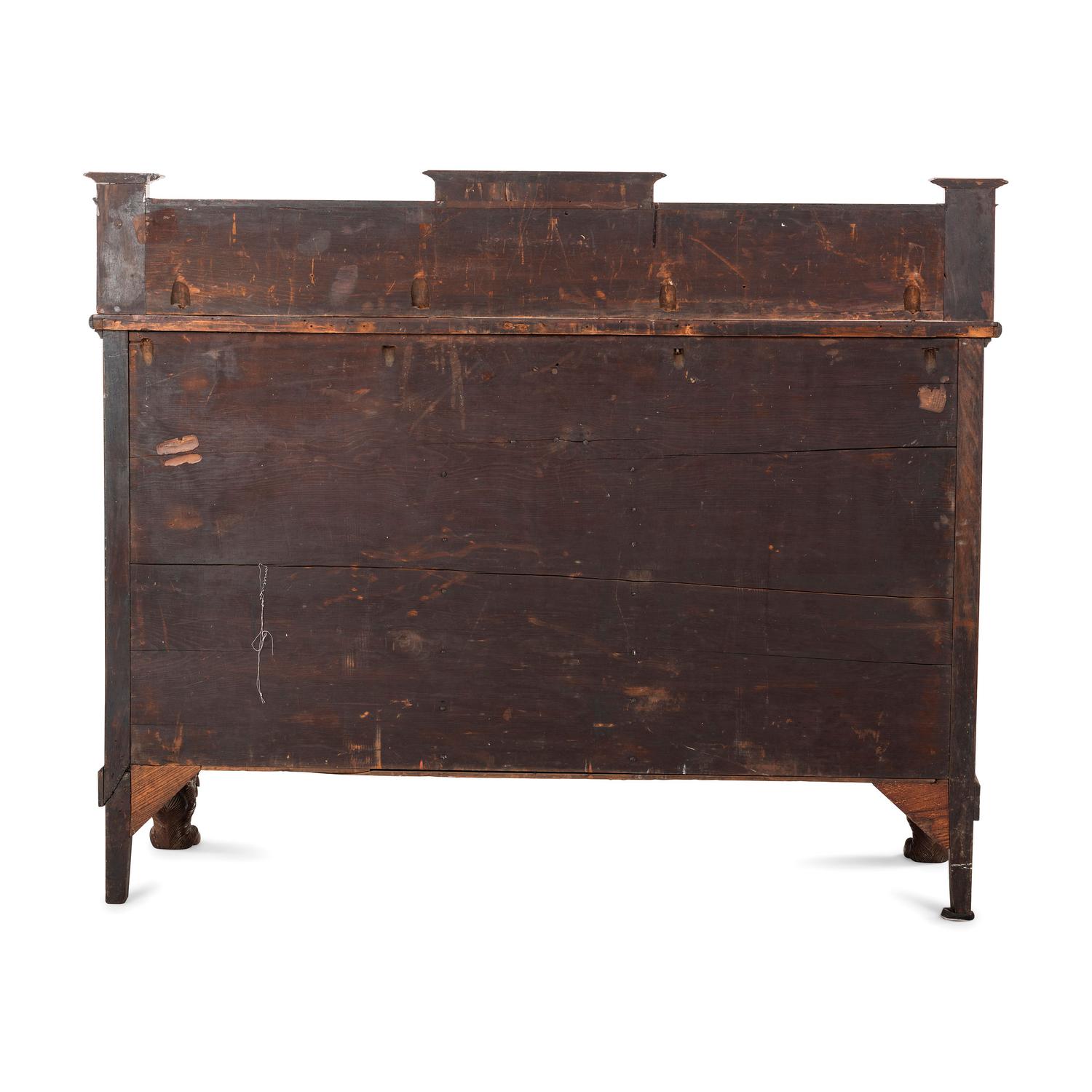 A Classical Brass Inlaid, Carved and Figured Mahogany Sideboard