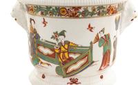 A Pair of French Chinoiserie Decorated Soft-Paste Porcelain Wine Coolers ( Seaux à Bouteille )