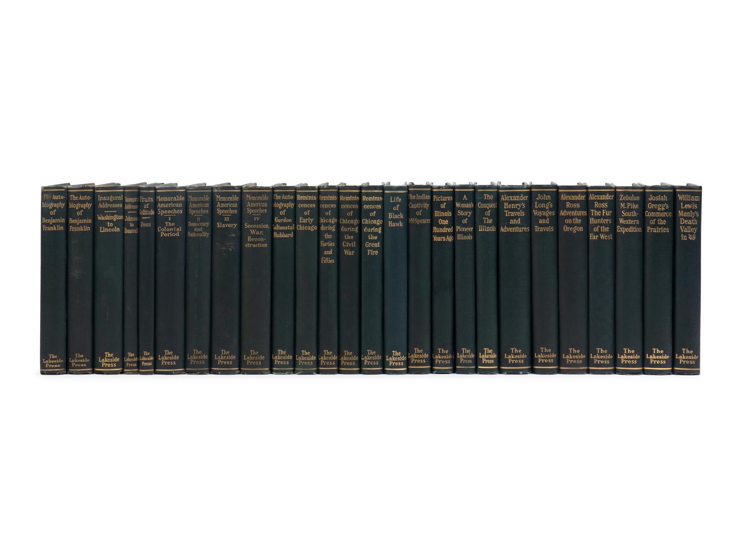 [LAKESIDE CLASSICS]. A continuous run of the first 100 titles published in R. R. Donnelley's Lakeside Classics series. Chicago: R. R. Donnelley Press, 1903-2002.