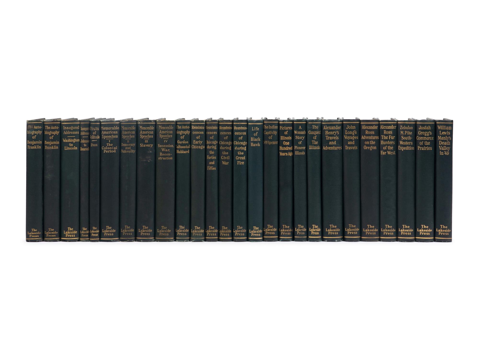 [LAKESIDE CLASSICS]. A continuous run of the first 100 titles published in R. R. Donnelley's Lakeside Classics series. Chicago: R. R. Donnelley Press, 1903-2002.