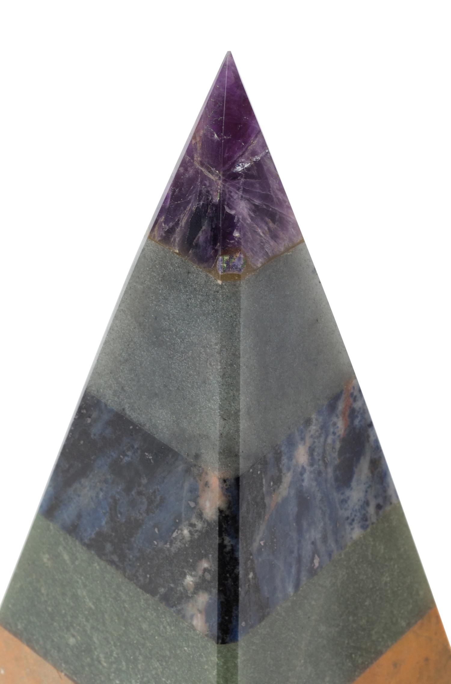 A Pair of Italian Grand Tour Style Hardstone and Semiprecious Stone Pyramids
