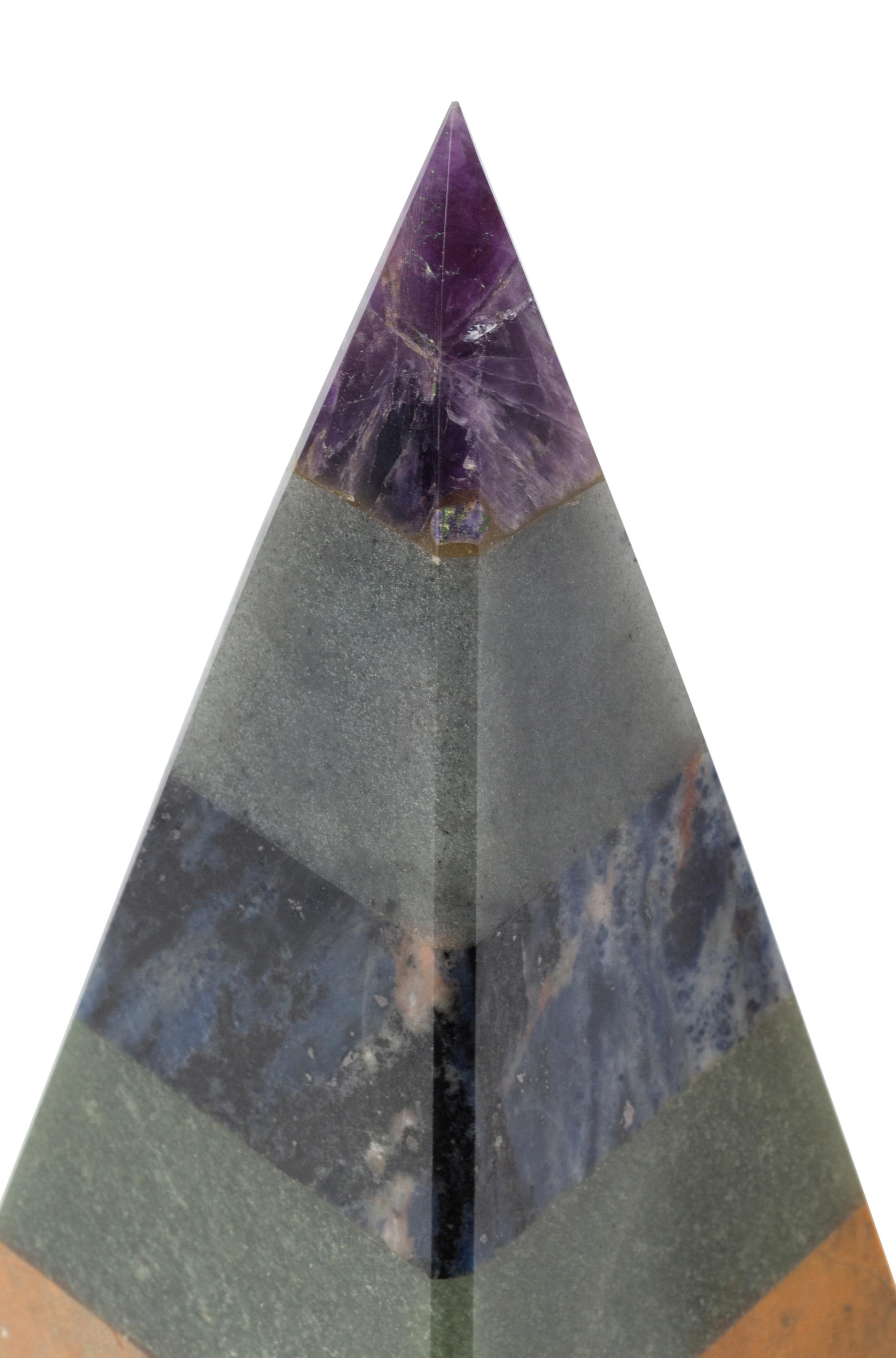 A Pair of Italian Grand Tour Style Hardstone and Semiprecious Stone Pyramids