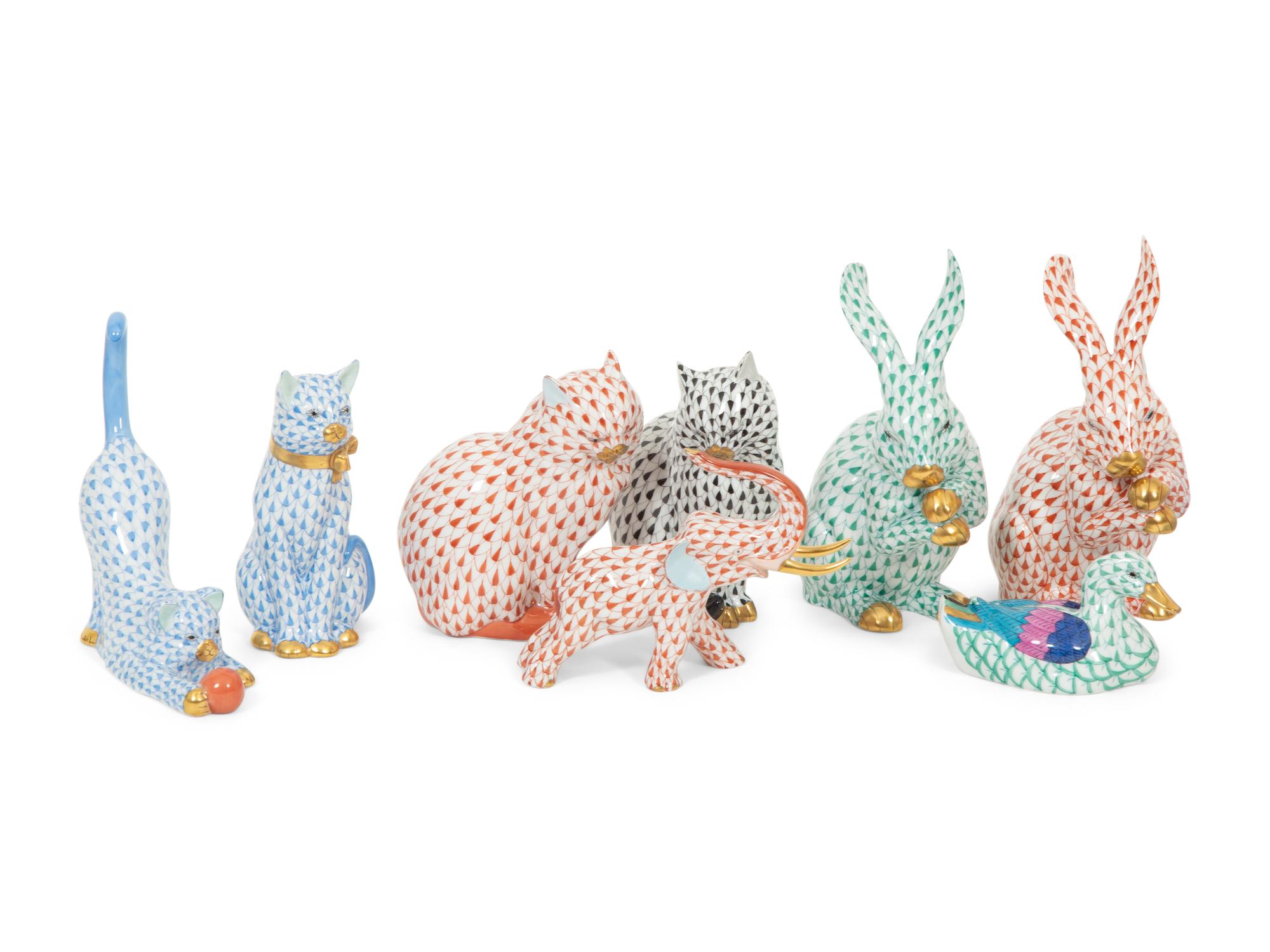 A Group of Twenty Herend Porcelain Animal Figurines