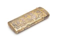 A French Silver-Gilt Spectacles Case, Maker's Mark Obscured, Late 19th/Early 20th Century, the case worked to show floral sprays on an